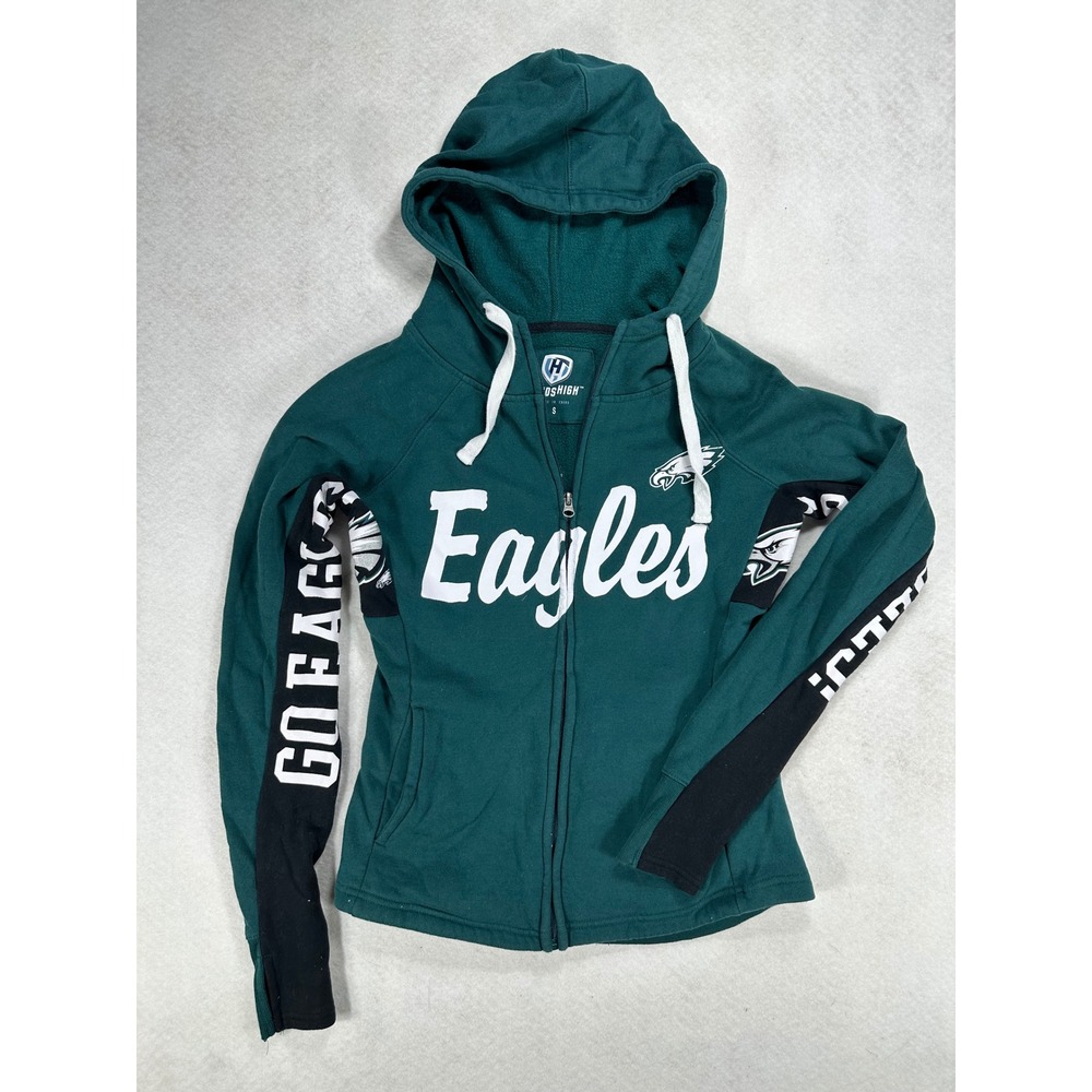 Hands High Philadelphia Eagles Womens Full Zip Hoodie Green Go Eagles Small